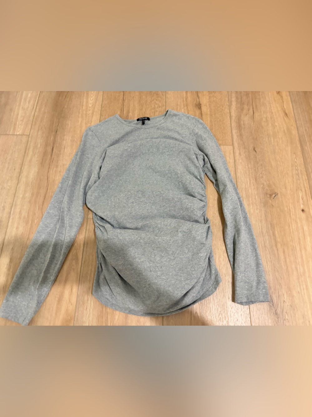 Daisy Fuentes Basic Long Sleeve Crewneck Top - Light Heather Gray